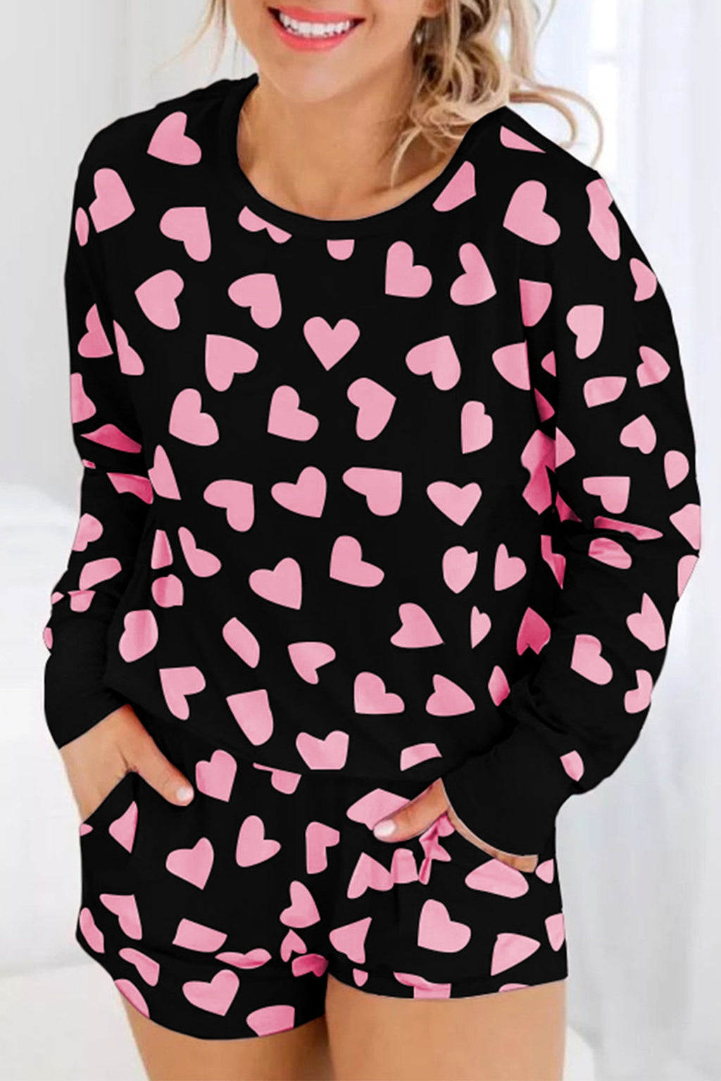 Heart Shape Printed Home Two-piece Women's Clothing Pajama - enhanced image 2