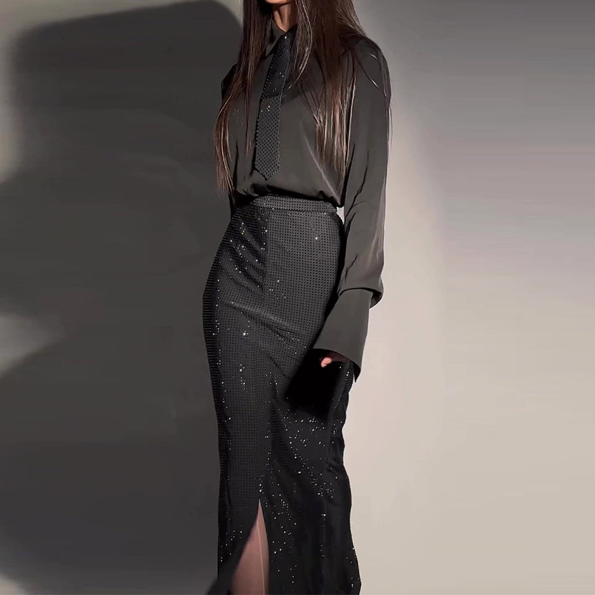 Heavy Industry Hot Diamond Split Wrap Hip Skirt Set - enhanced image 2