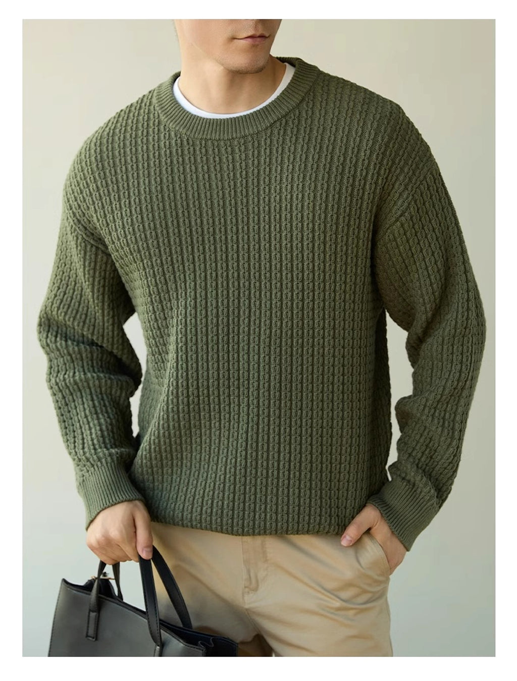 High-end Long Sleeve Loose Round Neck Men's Knitwear - enhanced image 2