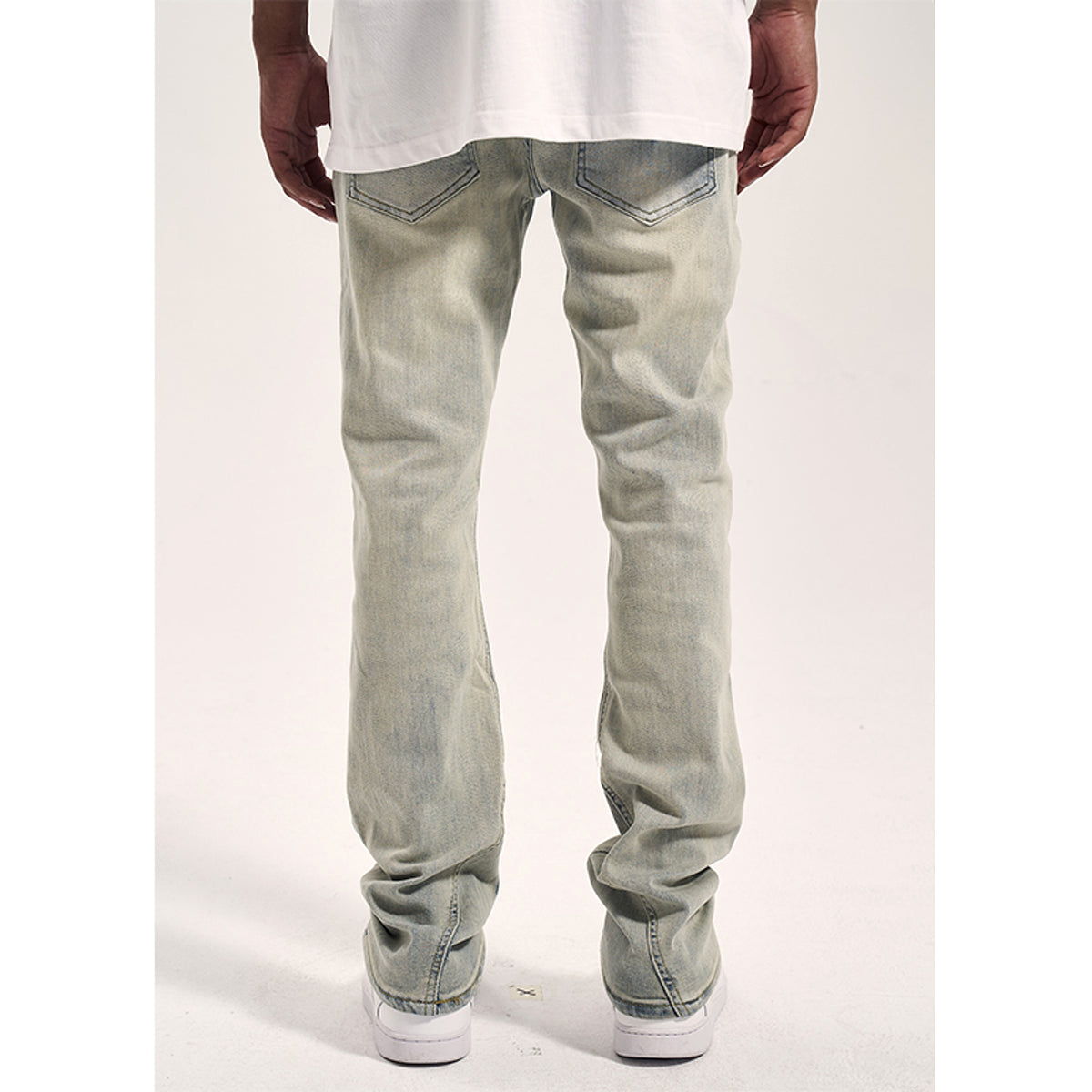 High Street Yellow Mud Washed And Distressed Men's Casual Pants - enhanced image 2