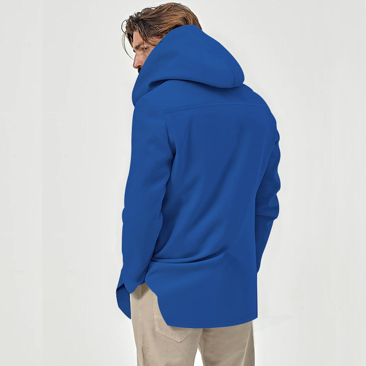 A1. Hooded Double-breasted Casual Mid-length Trench Coat - enhanced image 2