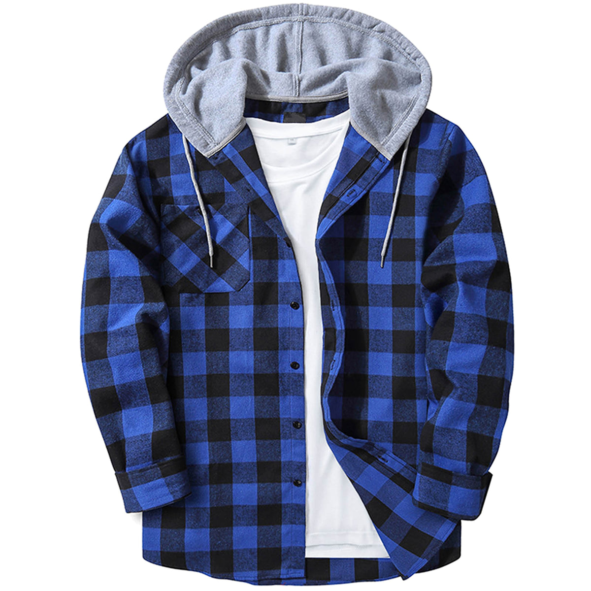 Hooded Plaid Shirt Men's Casual - enhanced image 2