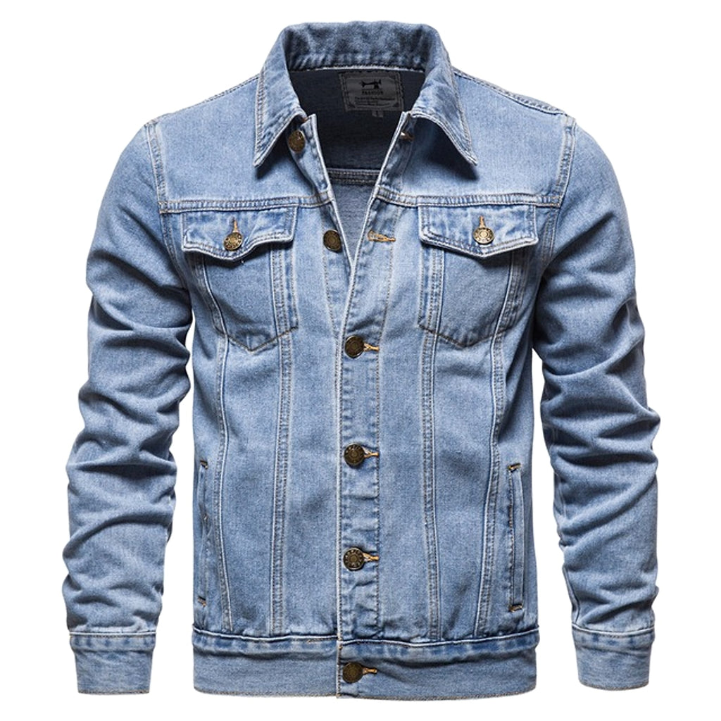 Jacket Men Casual Blue Lapel Jeans Jackets Qualit - enhanced image 2