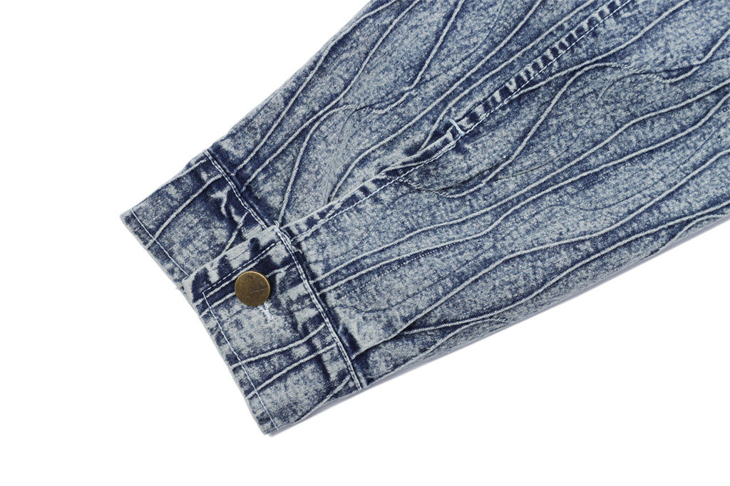 Jacquard Stone Washed Denim Jacket For Men And Women - enhanced image 2