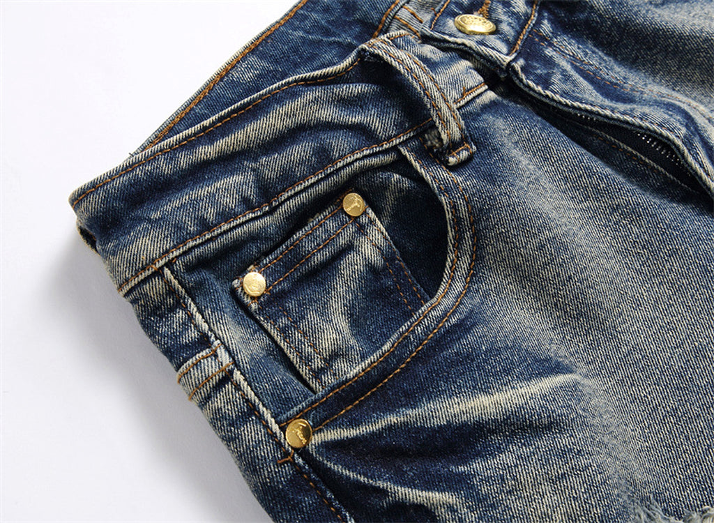 RawEdge™ – Distressed Patchwork Slim Jeans - enhanced image 2