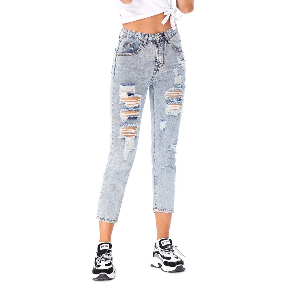 Jeans Women's Ripped Spring Casual Loose Jeans - enhanced image 2