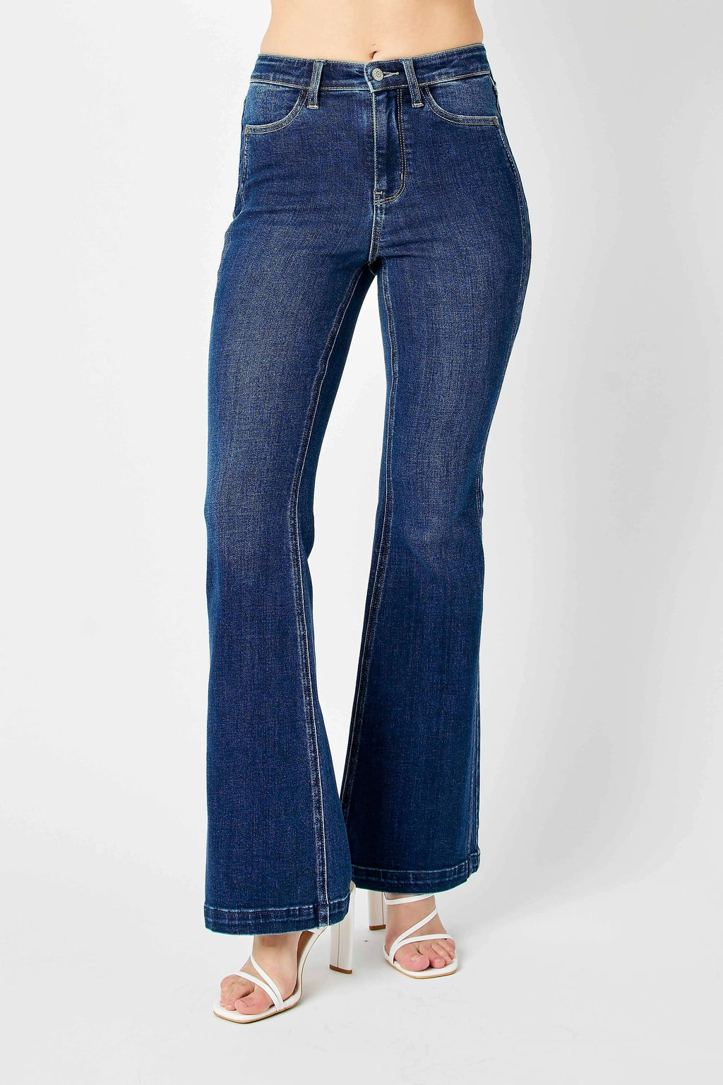 Judy Blue Full Size Hw Angled Side Seam Detail Flare Jeans Plus Size - enhanced image 2