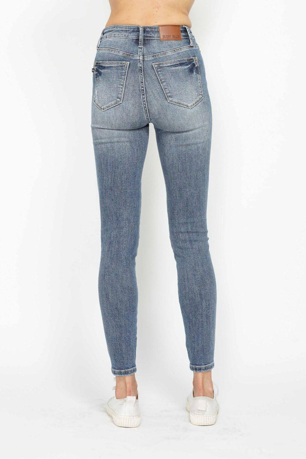Judy Blue Full Size Tummy Control Contrast Wash Skinny Jeans - enhanced image 2
