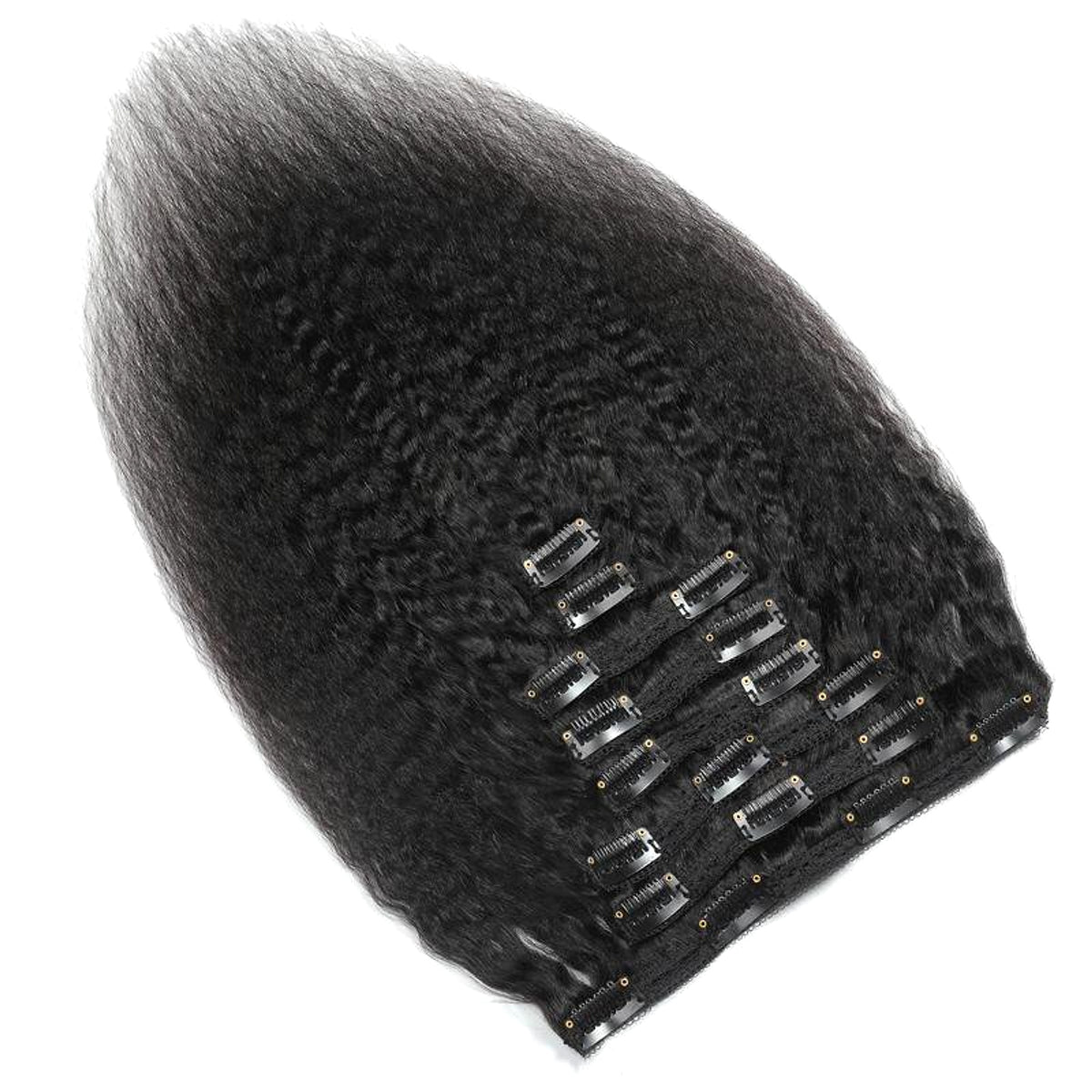 Kinky Straight ClipIn Human Hair Extensions Natural - enhanced image 2