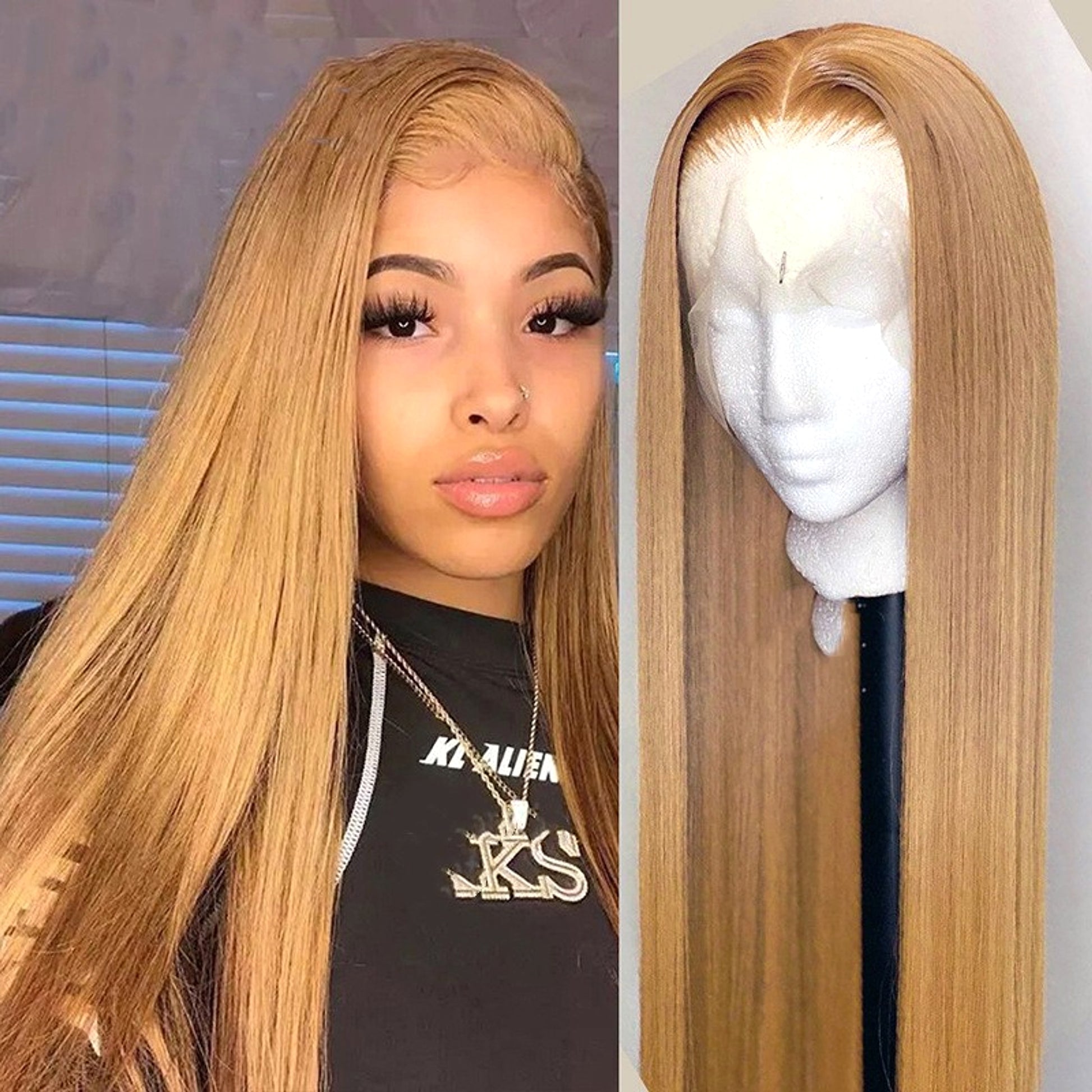 VelvetFlow - Lace Headband With Real Straight Hair - enhanced image 2