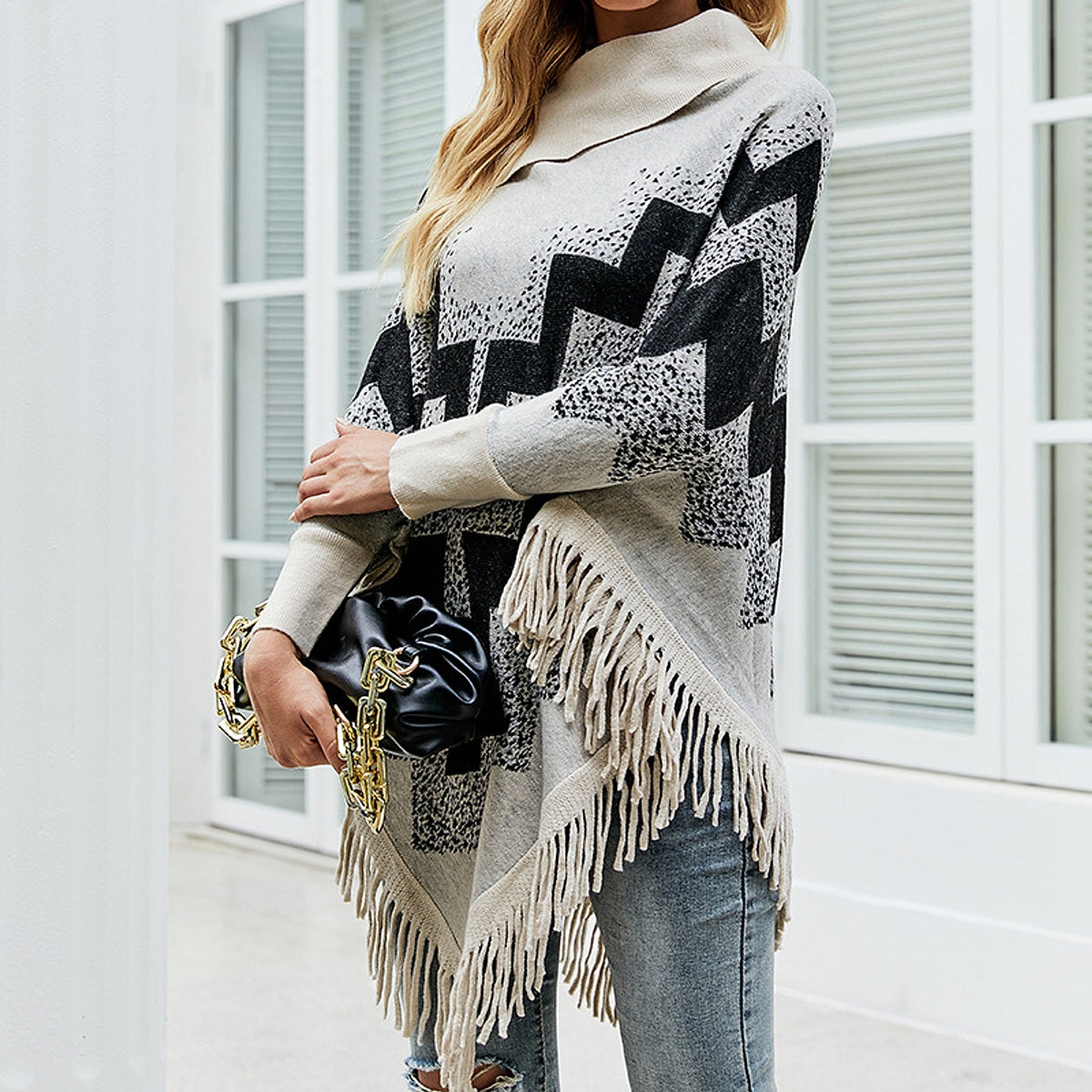 A.1 Ladies Casual Loose Knit Sweater Coat