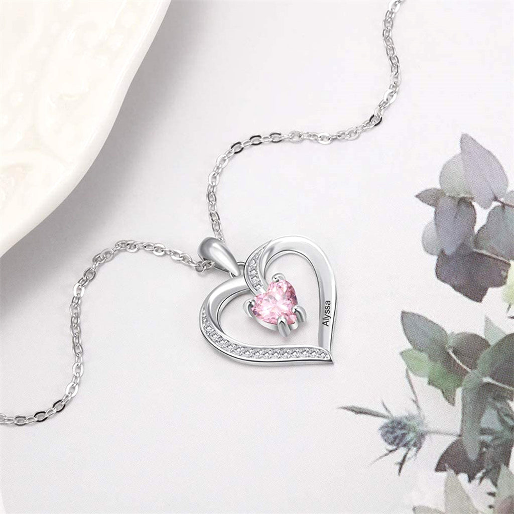 Ladies Elegant Heart Zircon Love Pendant Necklace - enhanced image 2