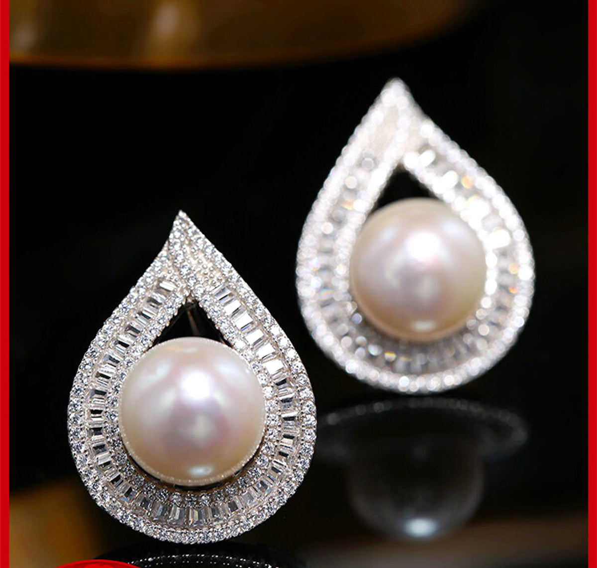 Large Grain Freshwater Pearl Stud Earrings - enhanced image 2