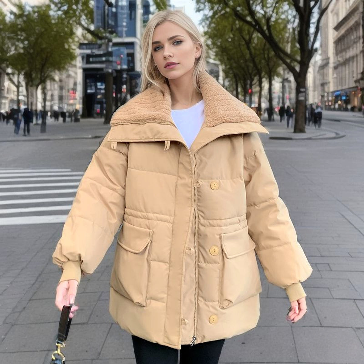 Large Lapel Down Jacket For Women - enhanced image 2