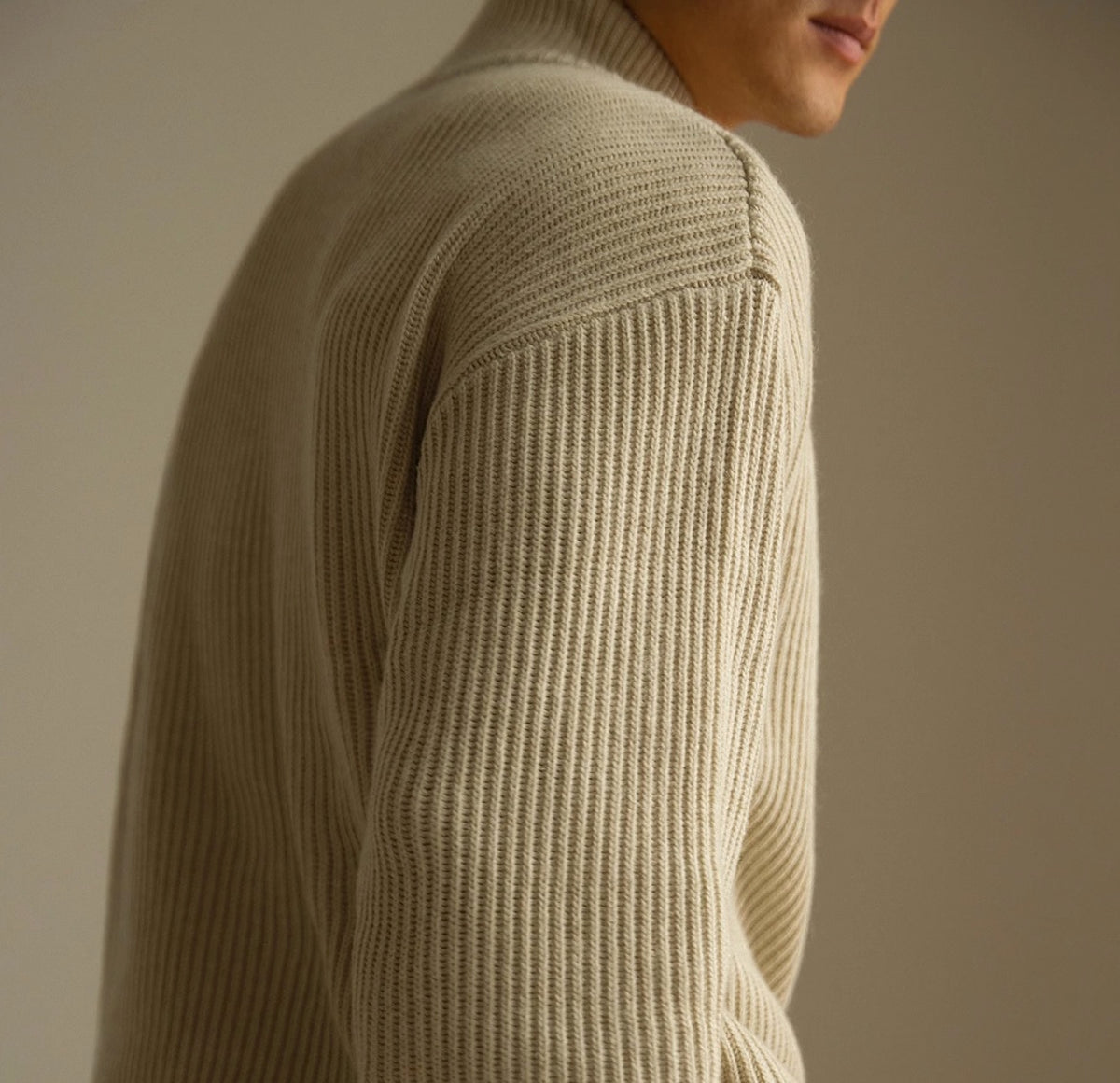 Lazy And Versatile Wool Turtleneck Half Loose Zip Sweater - enhanced image 2
