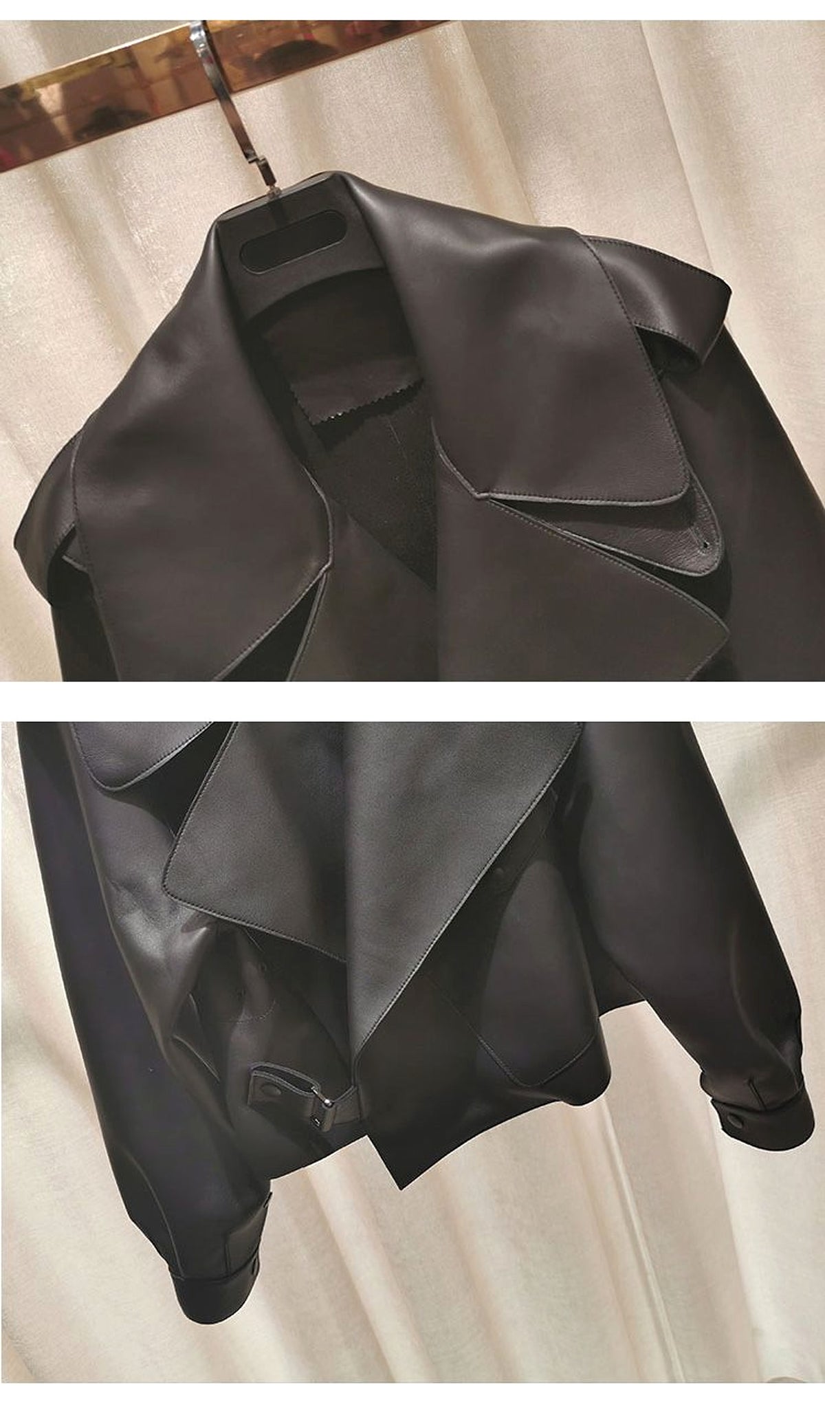 Leather Jacket Women New Outerwear Large Retro - enhanced image 2
