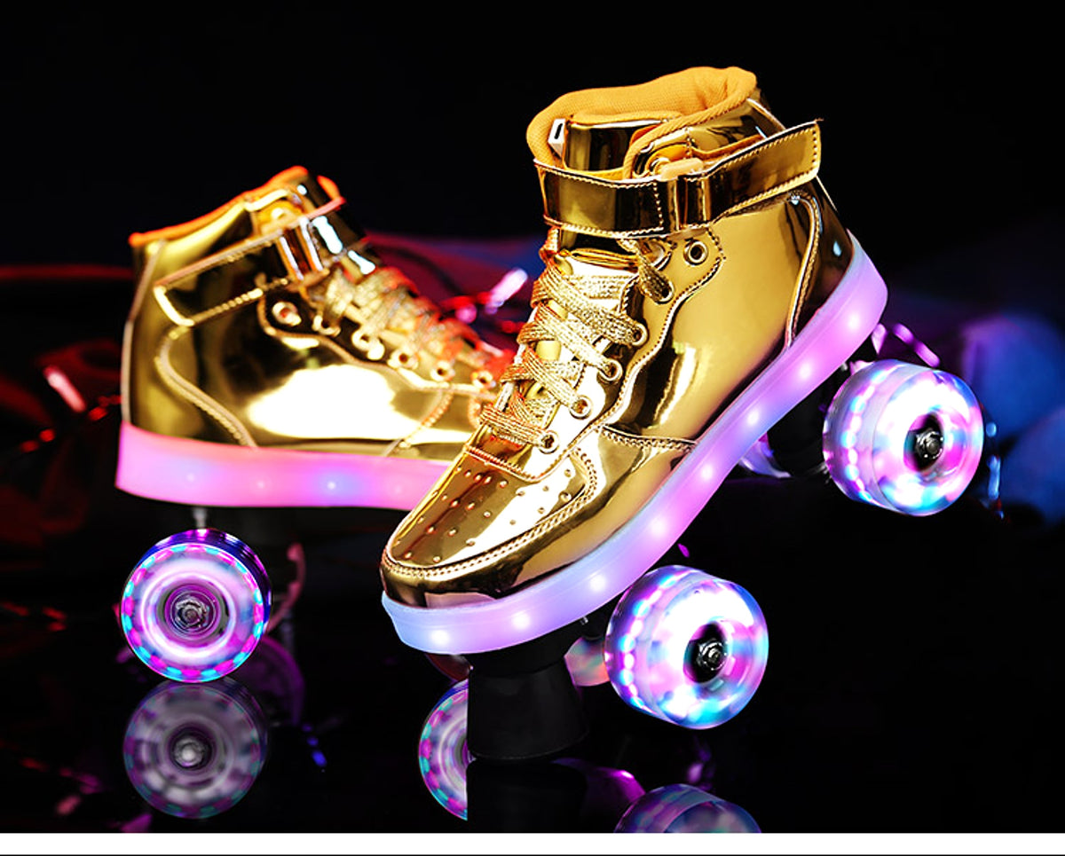 led rechargeable double row roller skates - enhanced image 2