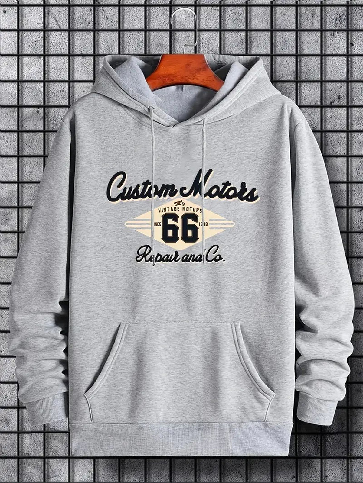Letter Number 66 Printed Casual Hooded Pullover Sweater Mem - enhanced image 2
