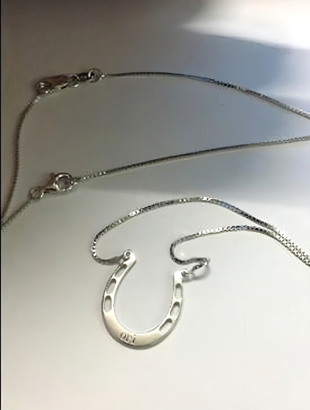 Custom Engraved Sterling Silver Horseshoe Letter Necklace – A Symbol of Luck & Love! - enhanced image 2