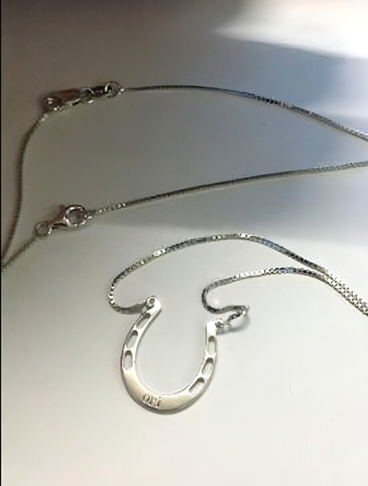 Custom Engraved Sterling Silver Horseshoe Letter Necklace – A Symbol of Luck & Love! - enhanced image 2