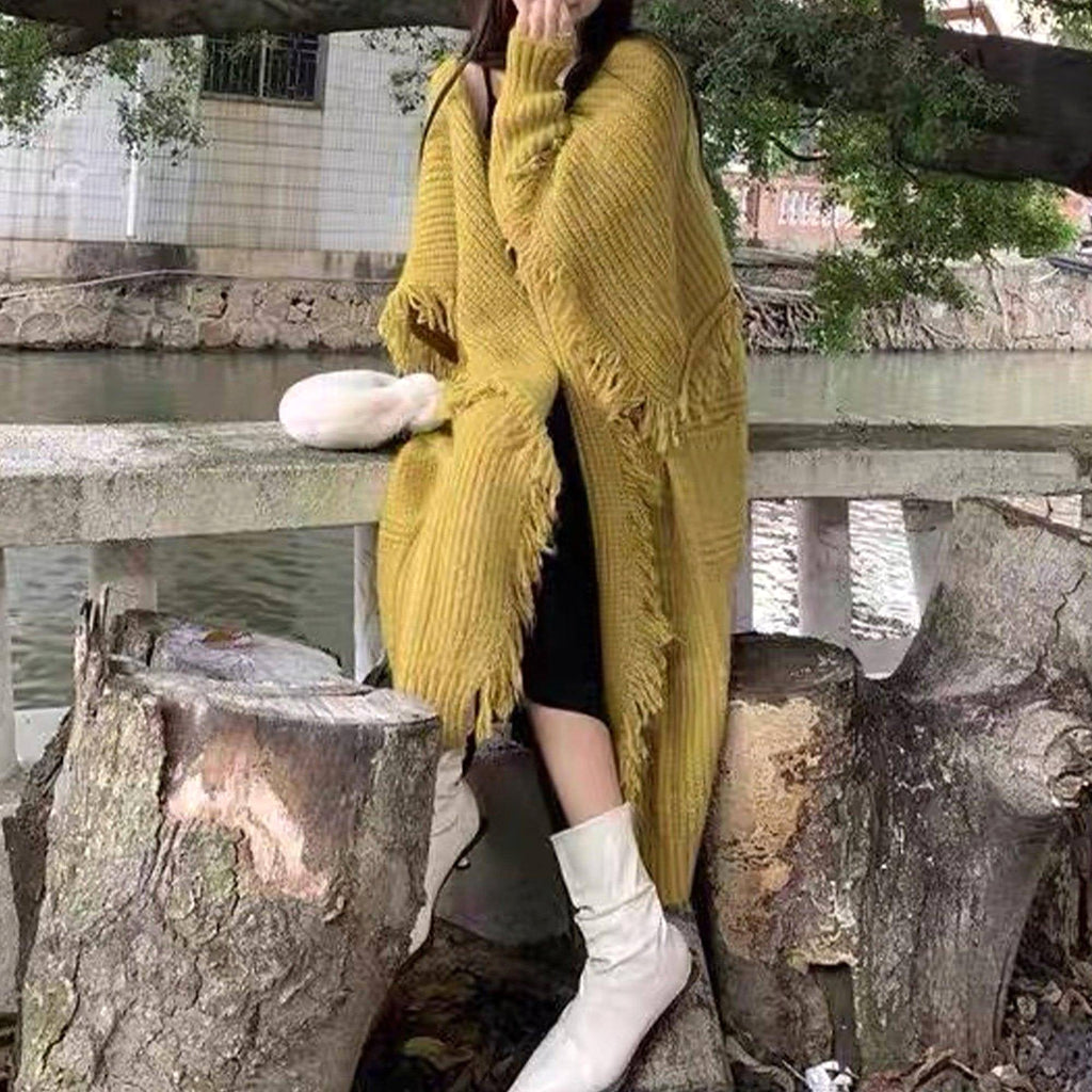 Long Alpaca Wool Sweater Coat Handmade Womens Clothing - enhanced image 2