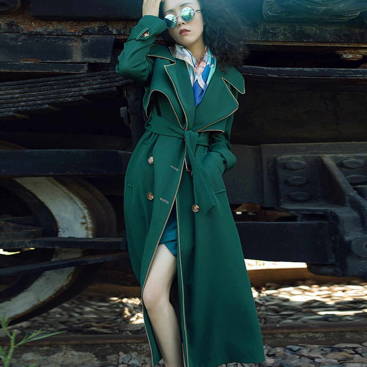 Long Coat Temperament British Style Double Breasted - enhanced image 2