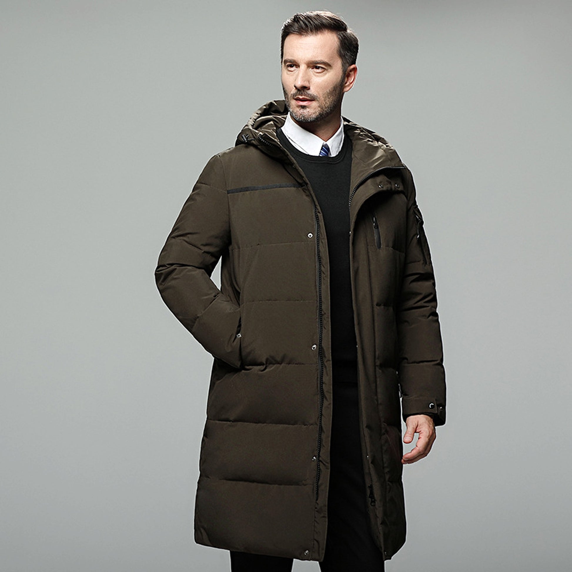 Long padded down jacket for men - enhanced image 2