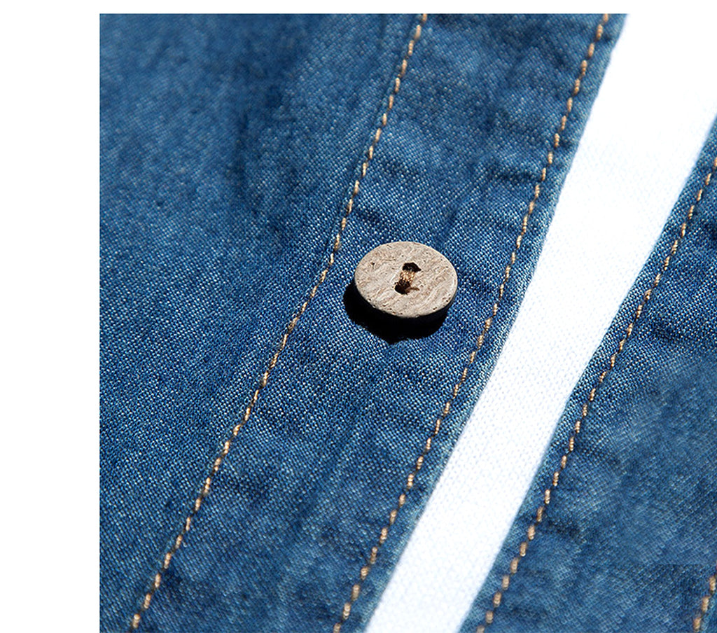 Long Sleeve Denim DressShirt Jacket Slim Style Men's Thin - enhanced image 2