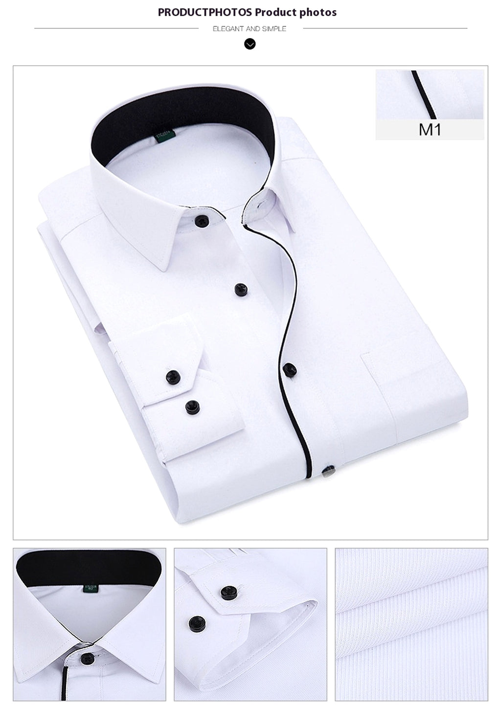 Long Sleeve Men's Business Pure Color Shirt - enhanced image 2