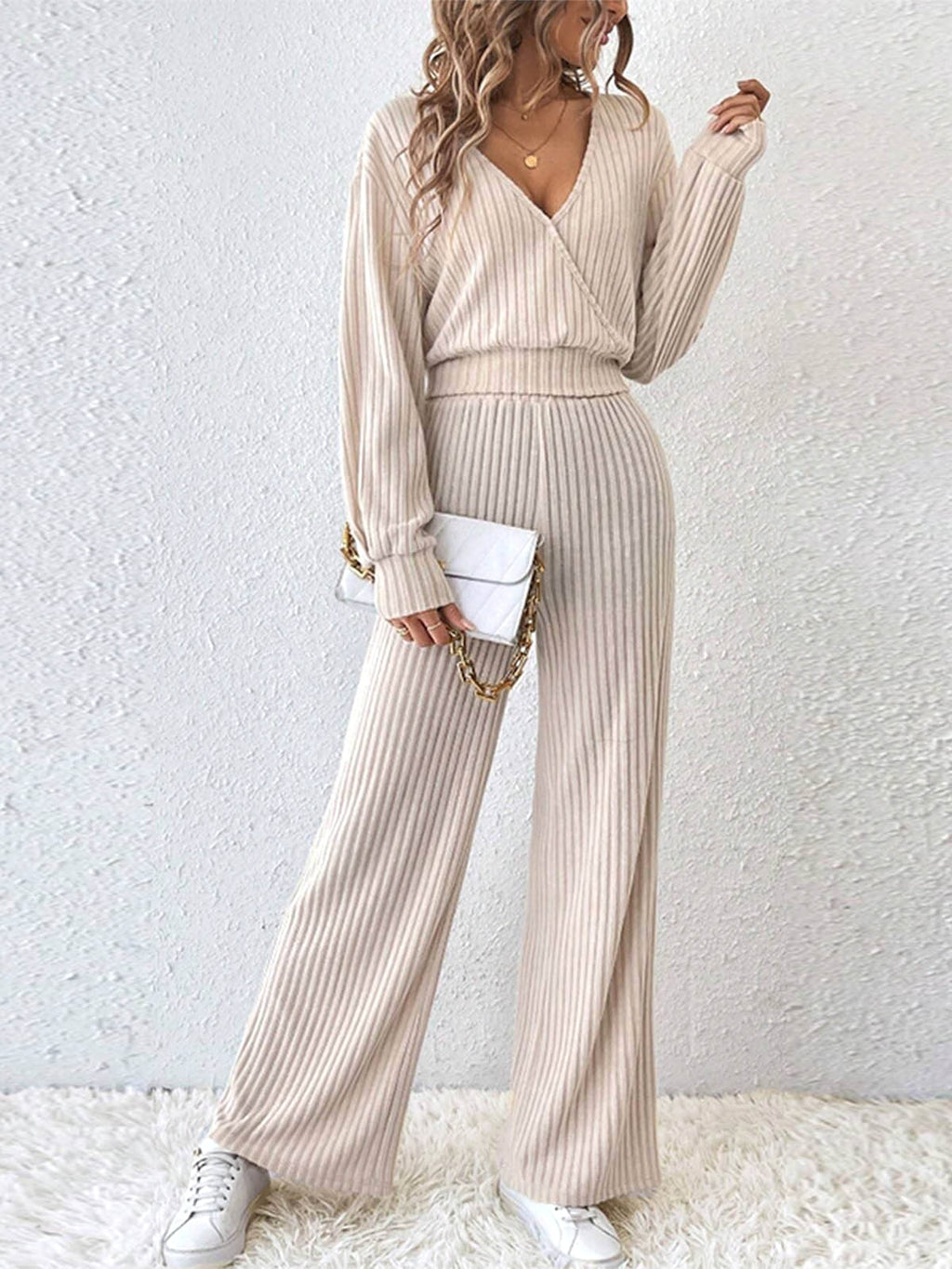 Long Sleeve Short Top Two-piece Set - enhanced image 2