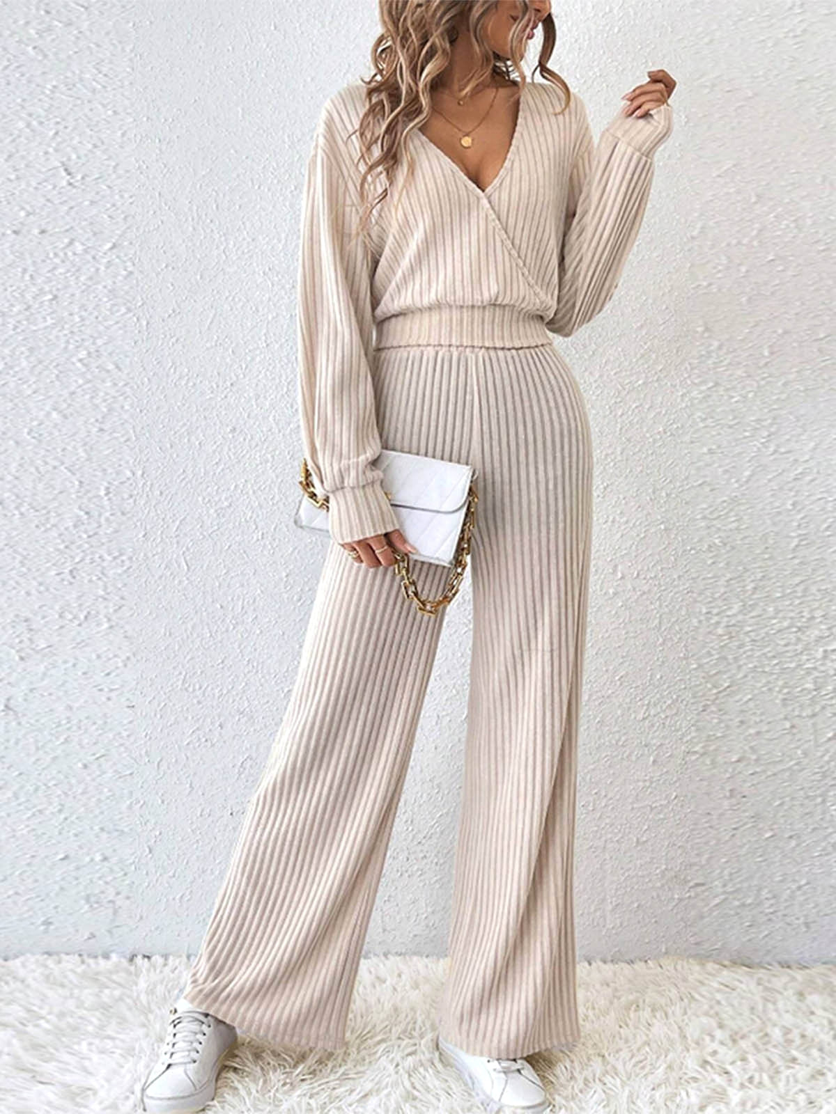 Long Sleeve Short Top Two-piece Set - enhanced image 2