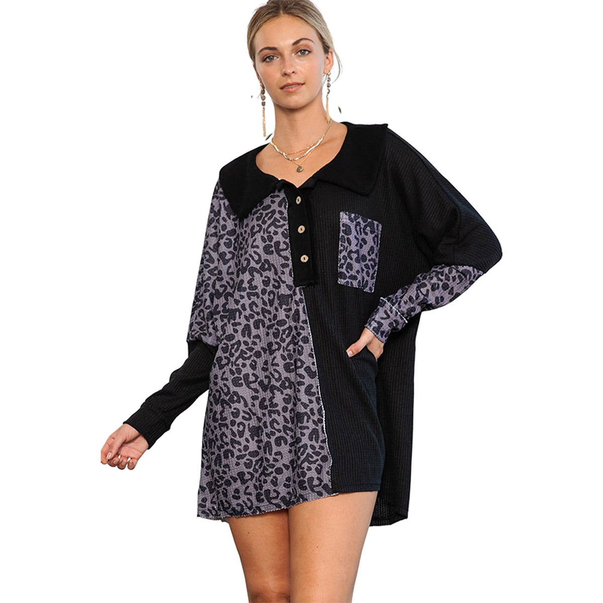 Loose Contrast Color V-neck Sweater Women - enhanced image 2