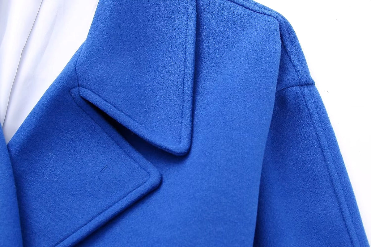 A1. Loose Double-breasted Short Design Woolen Coat - enhanced image 2