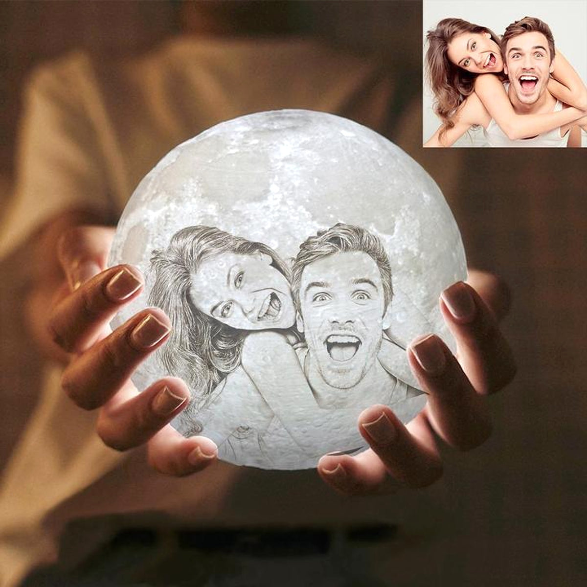 LunaGlow™ – Personalisierte 3D-Mondlampe mit Gravur & Foto - enhanced image 2