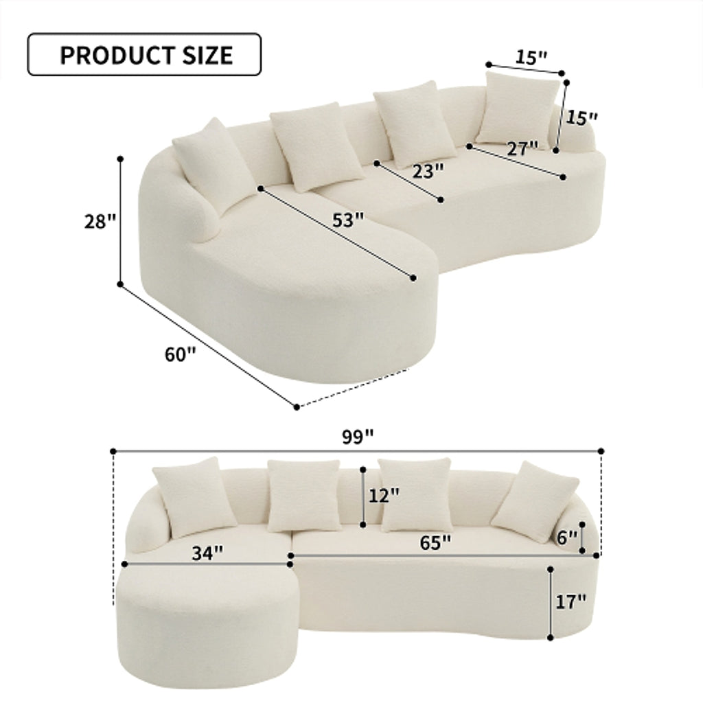 LuxeForm™ – Grey Compression Sofa with Chaise Lounge & 4 Pillows (US Warehouse) - enhanced image 2