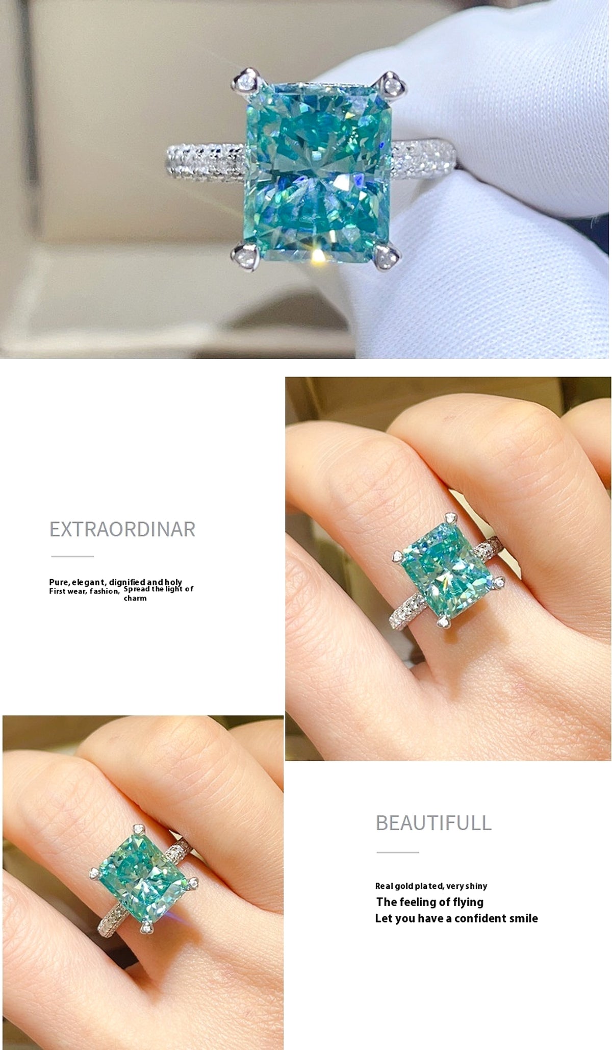 LuxeJewels™ – ParaGreen Royal – 5K Moissanite Signature Ring - enhanced image 2