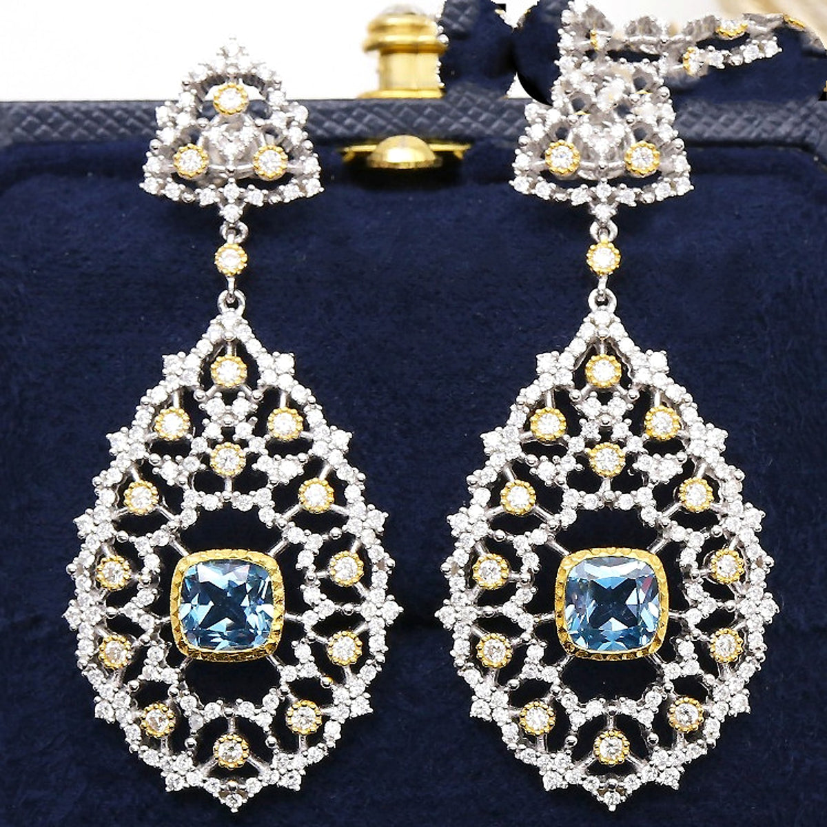 Luxury Custom 925 Silver Blue Luxury Earrings - enhanced image 2