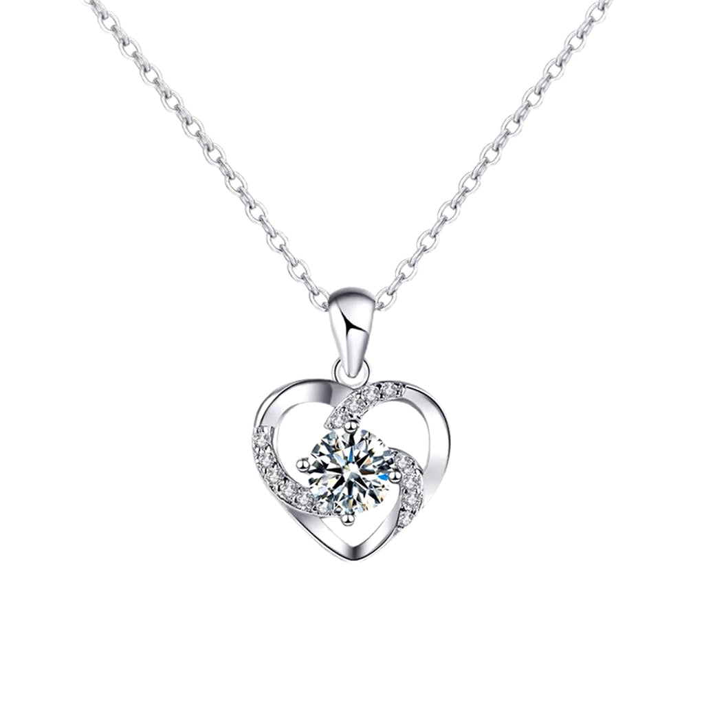 LuxeHeart™ – 18K Moissanite Platinum Heart Necklace - enhanced image 2