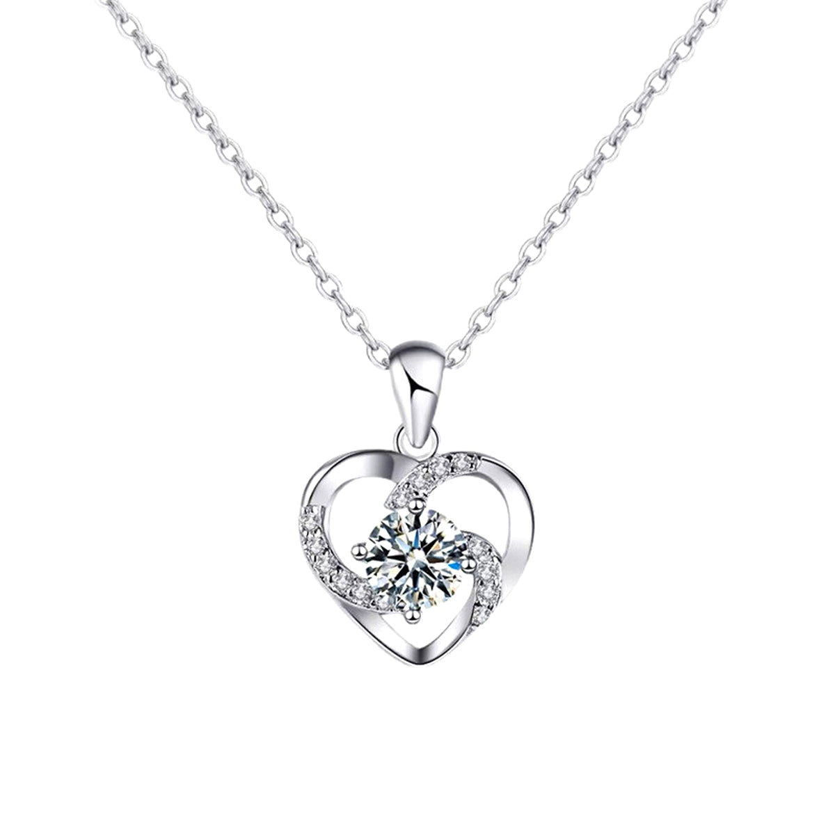 LuxeHeart™ – 18K Moissanite Platinum Heart Necklace - enhanced image 2