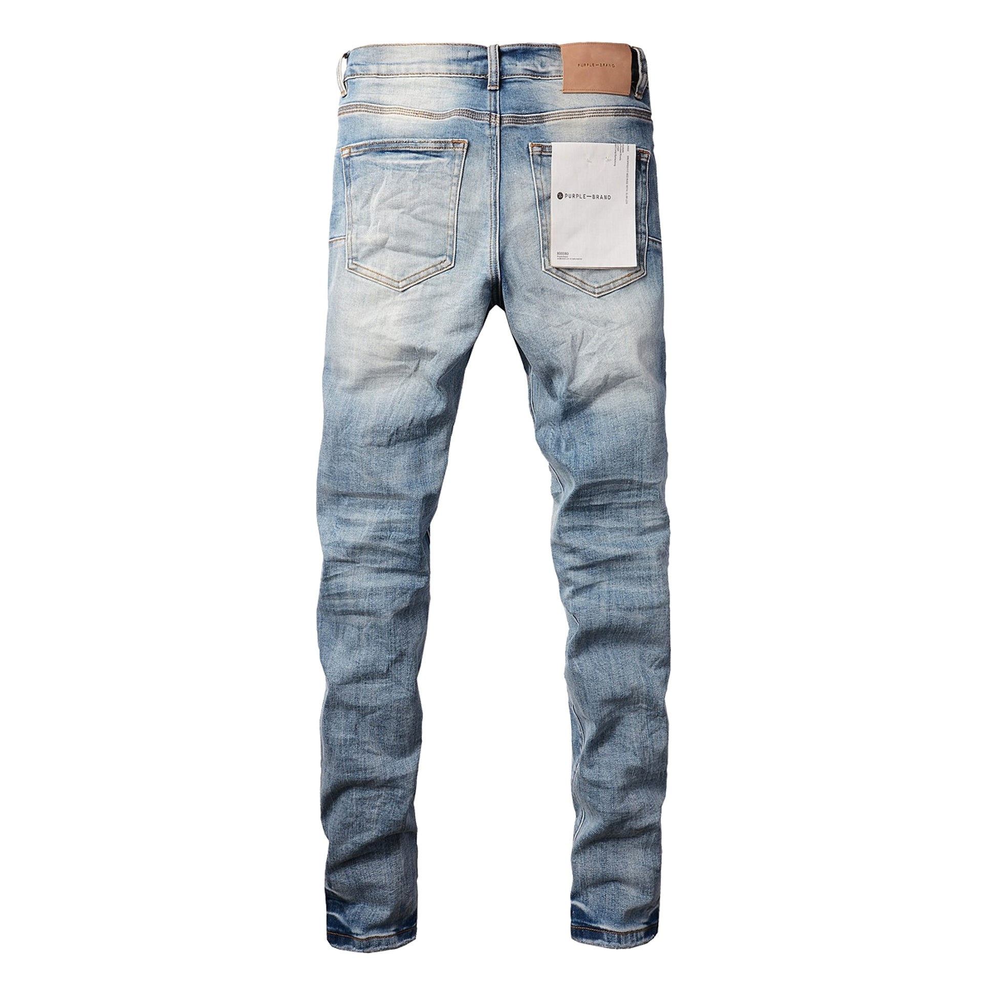 Men’s High-Street Blue Patch Jeans – Urban Style with a Vintage Twist - enhanced image 2