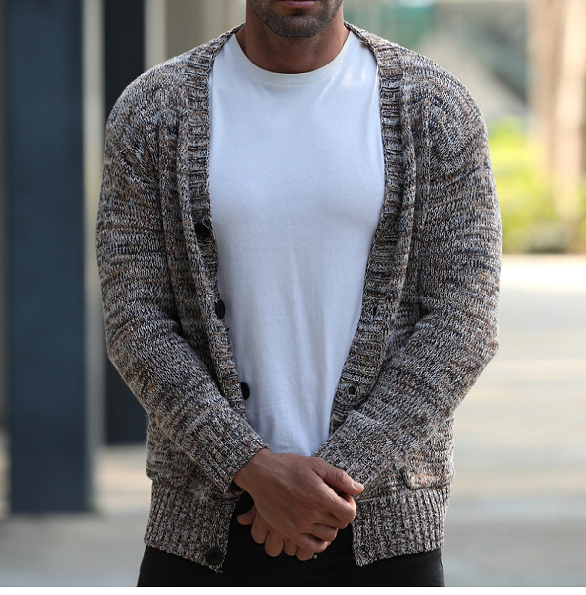 Men's Autumn And Winter Thin Mixed Wool Sweater - enhanced image 2