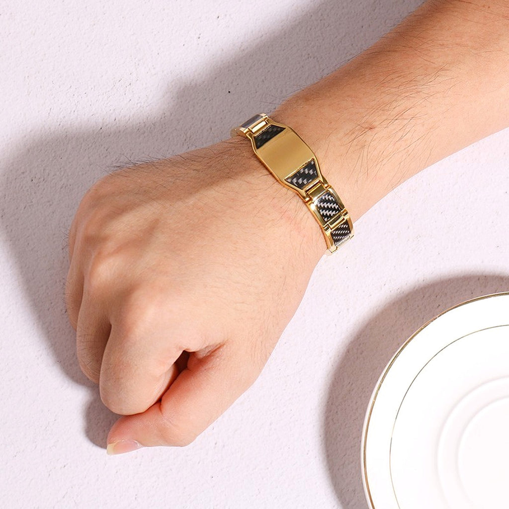 Men's Bracelet Magnet Carbon Fiber Titanium Steel - enhanced image 2