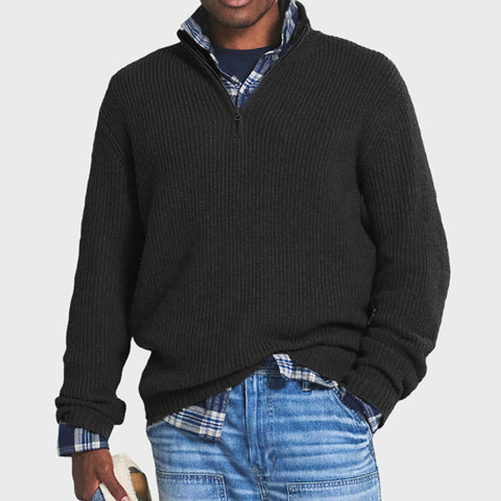 Men's Business Casual Loose Zip Stand Collar Sweater - enhanced image 2