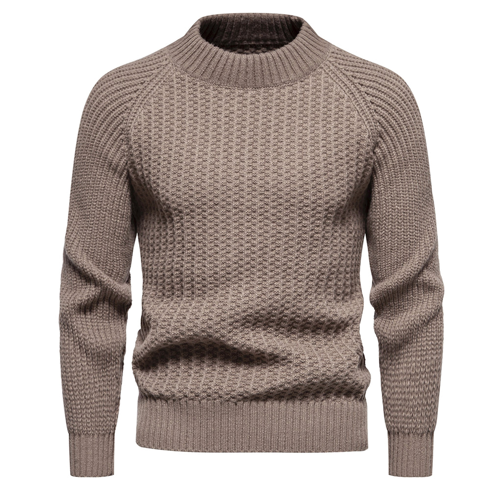 Men's Casual Loose Solid Color Round Neck Sweater - enhanced image 2