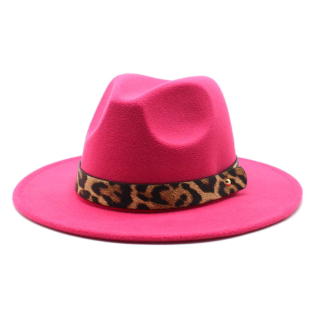 Men's Fashion Leopard Print Woolen Big Brim Top Hat - enhanced image 2