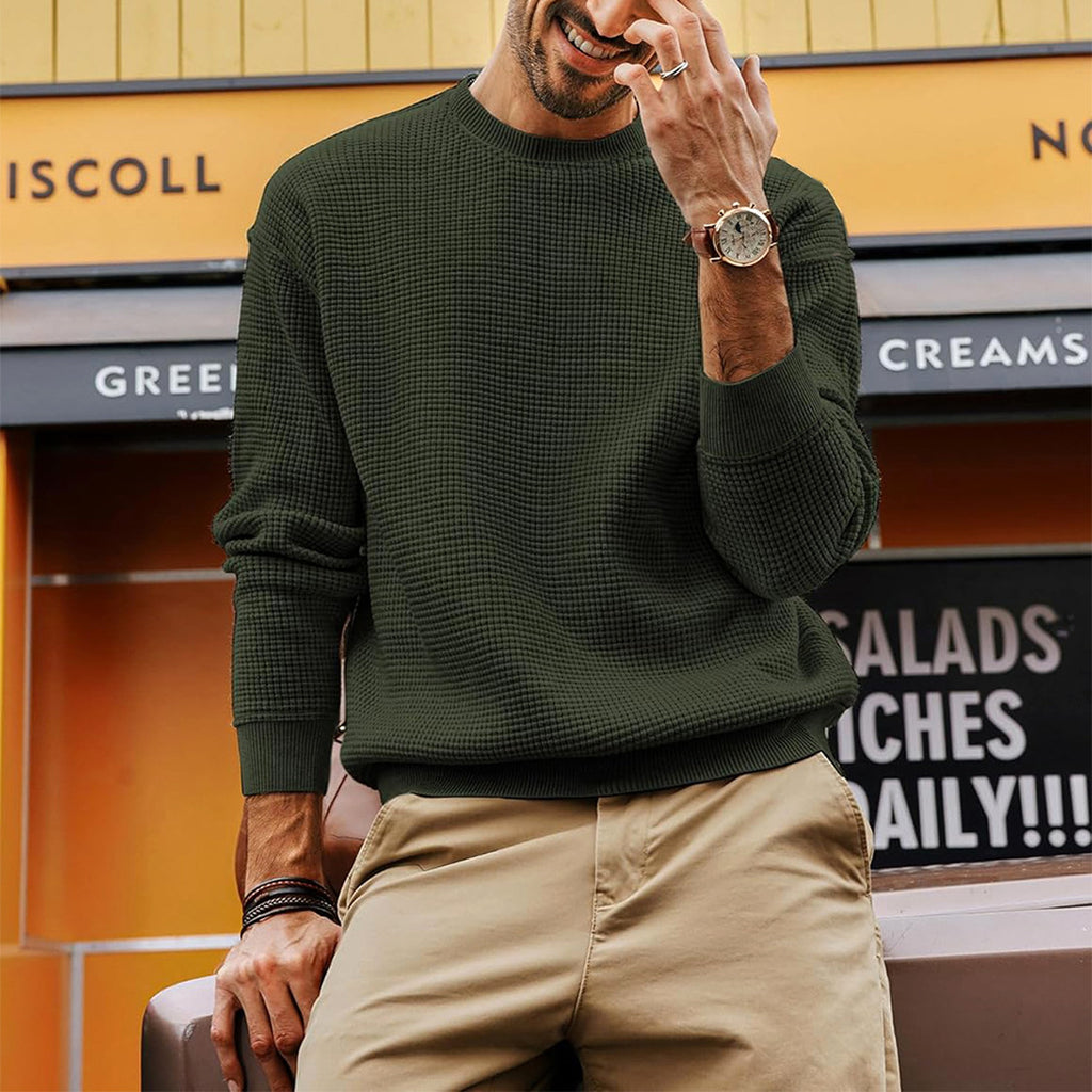 Men's Fashion Solid Color Waffle Casual - enhanced image 2