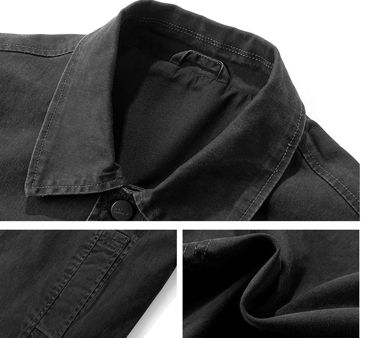 Men's Faux Denim Washed Cotton Coat - enhanced image 2