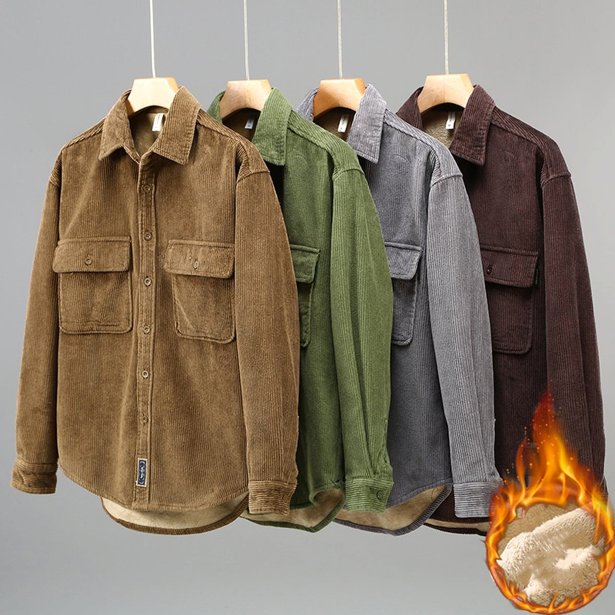 A.1 Men's Fleece Lined Padded Warm Keeping Casual Coat Shirt - enhanced image 2