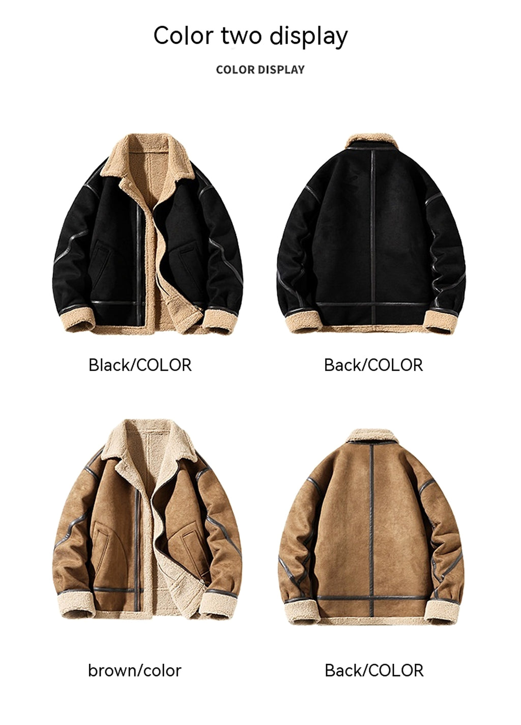 Men's Fleece-lined Thick Suede Leather Jacket - enhanced image 2