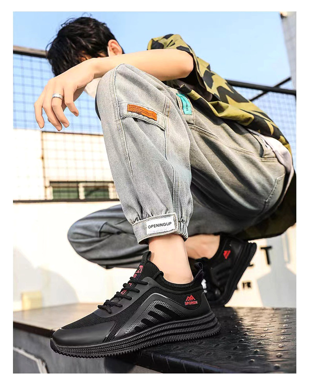 Men's Fly Woven Mesh Shoes Soft Sole Sneakers - enhanced image 2